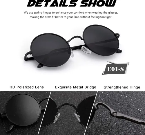Vista 94 de CGID Gafas de sol unisex polarizadas redondas E01 Lennon