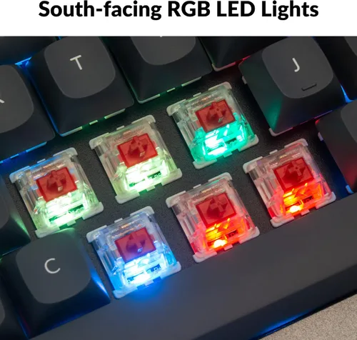 Vista 3 de Keychron Teclado mecánico personalizado Q4 con cable junta doble de diseño del 60 macro programable QMKVIA interruptor rojo Gateron G Pro