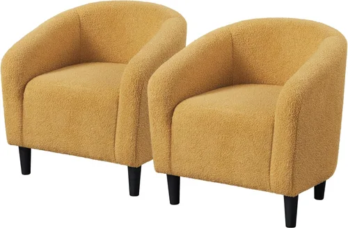 Vista 11 de Topeakmart Silla de barril, silla de acento de sherpa suave, silla auxiliar de club, estilo moderno, asiento profundo, sillón de barril para sala