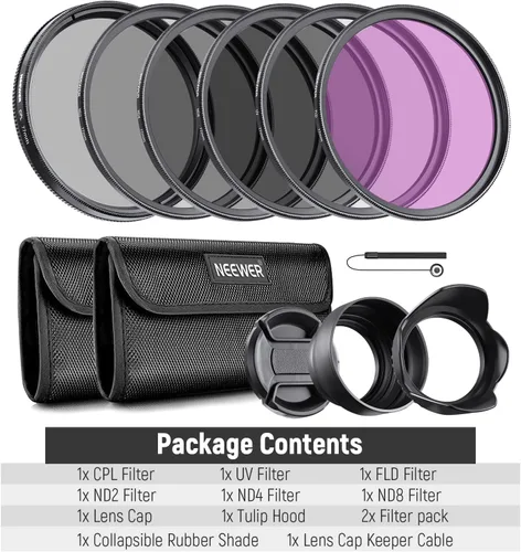 Vista 36 de NEEWER Paquete de filtro ND de 40,5 mm y accesorios para lentes, kit de filtros ND2 ND4 ND8 UV FLD CPL con tapa de lente