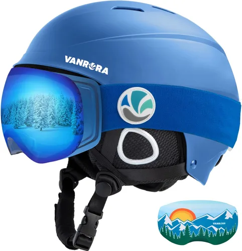 Vista 9 de VANRORA Juego de casco y gafas de esquí – Casco de snowboard con control de clima, lentes intercambiables, para hombres y mujeres