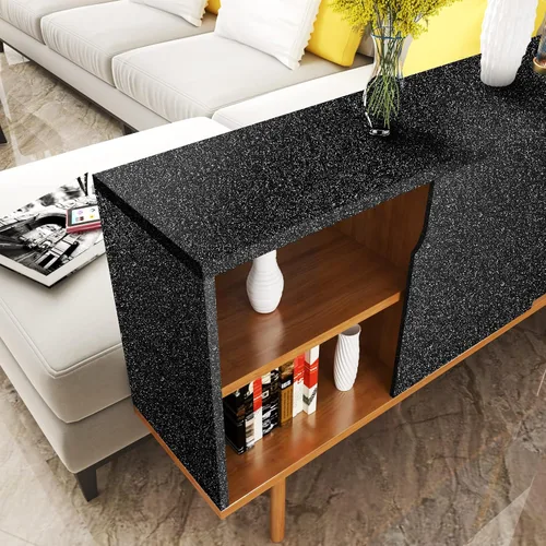 Vista 5 de Stickyart Papel tapiz negro con purpurina de 15.8 x 275.6 pulgadas, papel tapiz autoadhesivo de tela con purpurina extraíble, papel de contacto