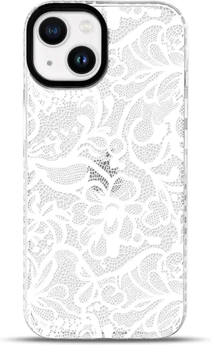 Vista 34 de NITITOP Funda para iPhone 13 Pro con flores de encaje transparente - Negro