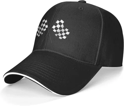 Vista 6 de Waldeal Men's Baseball Caps Checkered Flags Race Car Flag Pole Adjustable Dad Hat