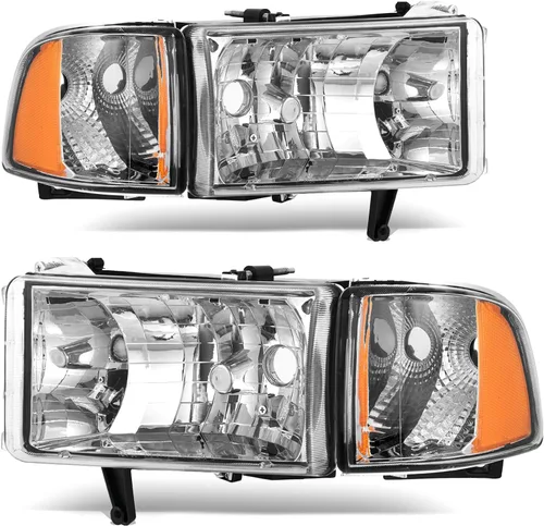 Vista 10 de DWVO Ensamble de faros Compatible con 1994-2001 Dodge Ram 1500/1994 1995 1996 1997 1998 1999 2000 2001 2002 Dodge Ram 2500 3500 Faros de repuesto OE