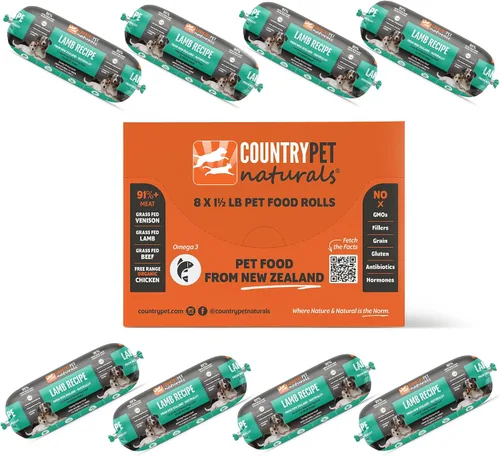 Vista 11 de Receta de carne de res y cordero: rollos de comida congelada prémium para perros de Nueva Zelanda, criados en pastos, de corral, pasteurizados