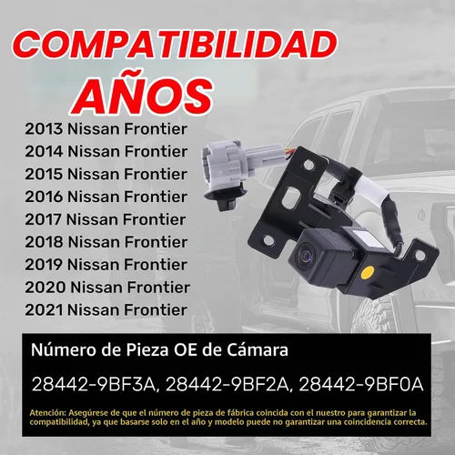 Vista 2 de Master Tailgaters Repuesto para cámara de respaldo Nissan Frontier (2013-2021), pieza OE # 28442-9BF3A, 28442-9BF2A, 28442-9BF0A