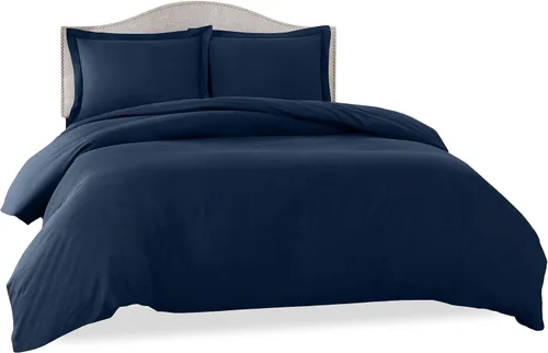 Vista 8 de Clara Clark Funda de edredón de microfibra ultra suave de doble cepillado, funda de edredón con cierre de botón y 2 fundas de almohada, color azul