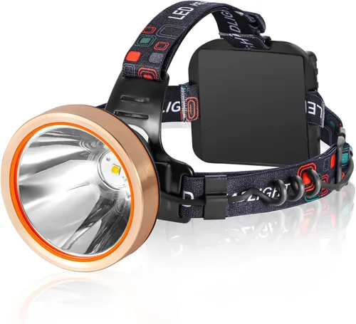 Vista 8 de Linterna frontal LED recargable, faro frontal impermeable súper brillante, linterna para casco duro para la caza de mapaches, pesca, camping
