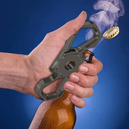 Vista 4 de Idakekiy Llavero de coche resistente con clip de doble abrebotellas con 4 llaveros para hombres o mujeres