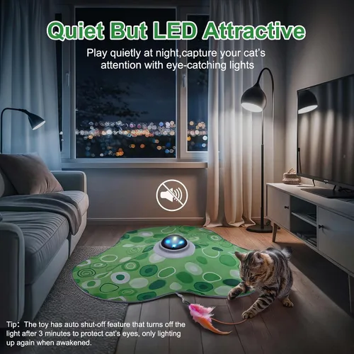 Vista 4 de Juguete interactivo para gatos, juguetes para gatos de interior, activado por el tacto, recargable por USB, pluma móvil, para todas las razas, gatos
