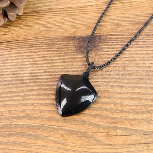 Vista 5 de COAI Collar de amuleto con colgante de obsidiana negra, Piedra, Obsidiana