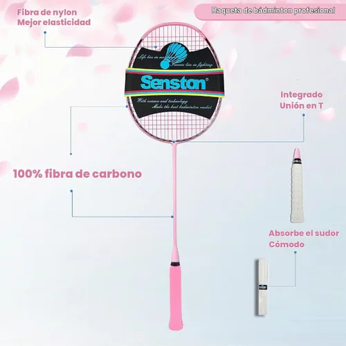 Vista 4 de Senston N90 Badminton Racket, 6U Single High-Grade Badminton Racquet, Professional 100% Full-Carbon Badminton Racket