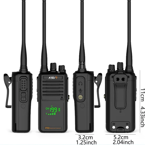 Vista 3 de Radio marina VHF bidireccional de mano IP68, pantalla LED impermeable, canales marinos internacionales, 136-174 MHz 8000 mAh, batería KSUN P85