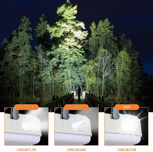 Vista 5 de Linternas Solares Portátiles 4 Pack, Linternas para Cortes de Energía, 5 Modos de Luz, Linternas LED de Camping, Linterna Recargable, IPX4