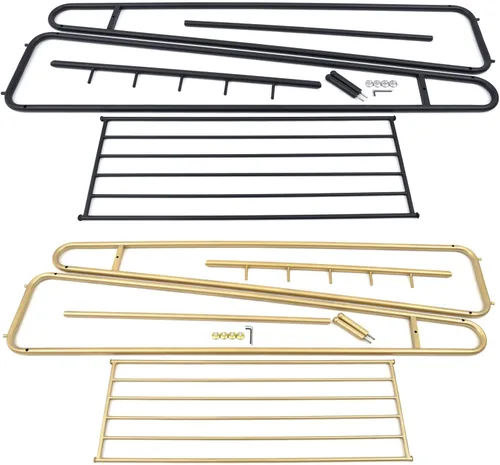 Vista 8 de Perchero de ropa resistente para dormitorio, sala de estar, perchero independiente de acero de estilo moderno con estantes, armario, color negro