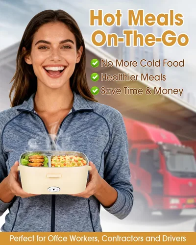 Vista 6 de LAVAED Lonchera Eléctrica Calentada para Adultos, Calentador de Alimentos Portátil - Calentador de Alimentos de Calentamiento Rápido de 80W