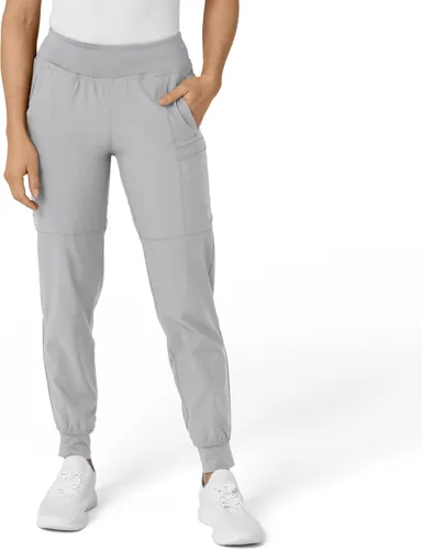 Vista 18 de Pantalón de hospital para mujer con cintura cómoda y estilo jogger, rojo, talla S Negro
