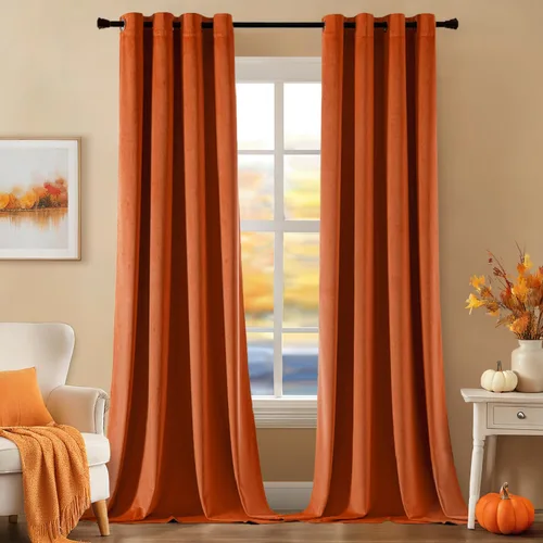 Vista 39 de EMEMA Cortinas de terciopelo negro, 2 paneles de 40 x 63 pulgadas de largo, bolsillo trasero para barra