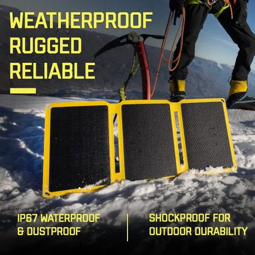 Vista 3 de SunJack Panel solar plegable de 15 vatios, panel solar portátil monocristalino ETFE con USB-C y USB-A, paneles solares impermeables IP67