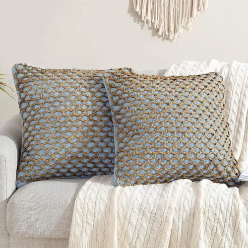 Vista 54 de Boho Living Jada - Funda decorativa para almohada, incluye acento, diseño tejido premium, decoración para sala de estar, (2) funda de almohada de 20