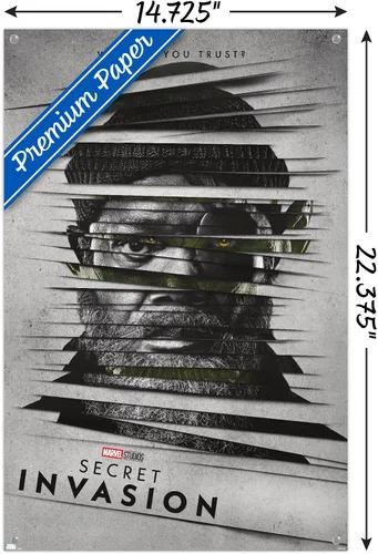 Vista 3 de Trends International Marvel Secret Invasion - Póster de pared de una hoja de Nick Fury, 14.725 x 22.375 pulgadas, paquete de póster premium y alfiler