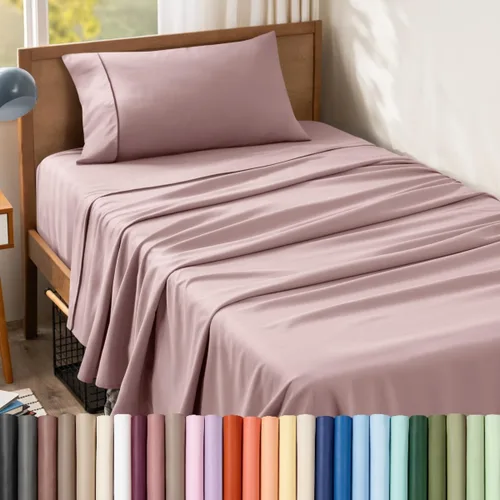 Vista 116 de Bare Home Juego de Sábanas Twin - Sábanas de Cama de Microfibra Ultra-Suave 1800 - Doble Cepillado - Bolsillos Profundos - Ajuste Fácil - Extra