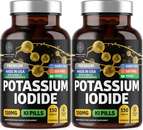 Vista 7 de Tabletas de yoduro de potasio premium, píldoras naturales de KI para apoyar la inmunidad, 130 mg por porción, 150