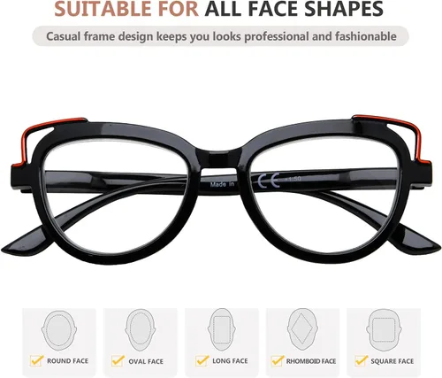 Vista 6 de Eyekepper Paquete de 5 lentes de lectura para mujer, diseño de ojo de gato