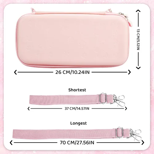 Vista 2 de RHOTALL Cute Sakura Carrying Case Set for Nintendo Switch OLED,Pink Flower Accessories Bundle for Switch OLED with Hard Case, Screen Protector, 4
