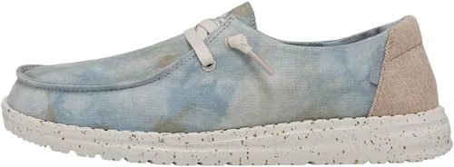 Vista 89 de Hey Dude Wendy Chambray - Zapatos para mujer, mocasines con cordones para mujer, cómodos y ligeros Aurora Blanco 2