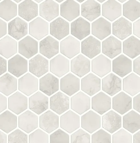 Vista 11 de NextWall Papel pintado geométrico hexagonal con incrustaciones para despegar y pegar (negro cósmico y plateado)