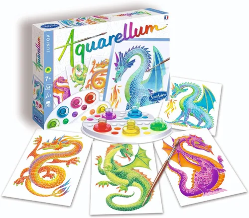 Vista 3 de Sentosphere Aquarellum Junior - Dragons - Juego de pintura de acuarela para artes y manualidades