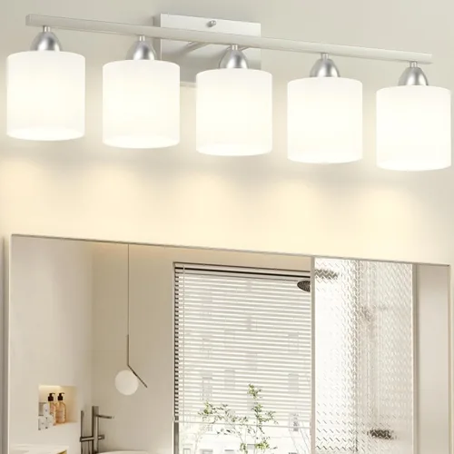 Vista 10 de Luces de baño negras sobre espejo, lámpara de tocador anti-óxido para baño, moderna lámpara de pared de 2 luces para sala de estar, base estándar