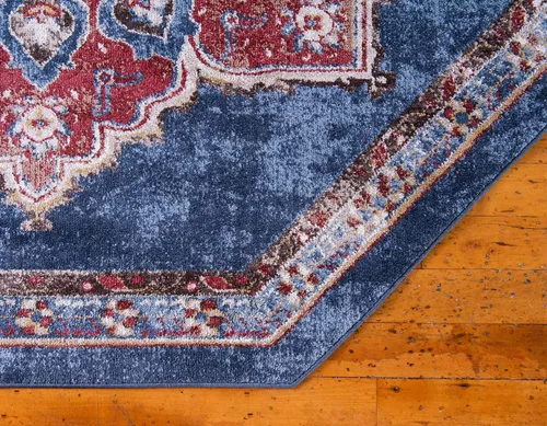 Vista 8 de Unique Loom Utopia Collection - Alfombra tradicional clásica vintage inspirada con tonos cálidos (7 pies x 7 pies, octágono, azul marino/borgoña)