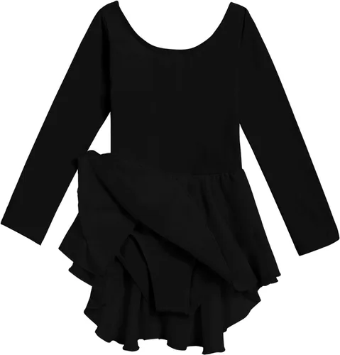 Vista 9 de Arshiner Vestido de ballet clásico de manga larga para niñas Negro