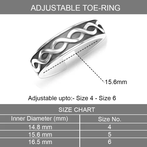 Vista 3 de LeCalla Anillo de dedo del pie de plata de ley 925 para mujer Anillo antiguo simple abierto ajustable Anillos minimalistas para regalar