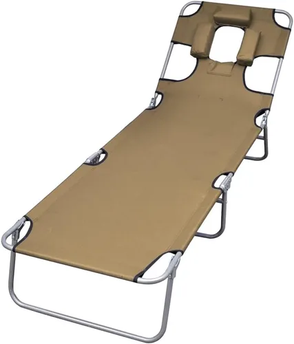 Vista 11 de Sun Lounger Leaf Print Sturdy Steel Frame Adjustable Backrest Foldable Design for Outdoor Relaxation Patio Balcony Beach Picnic Durable Fabric Green