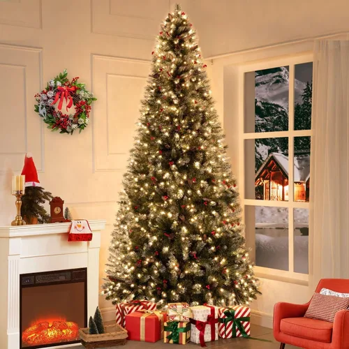 Vista 9 de Naomi Home - Árbol de Navidad realista preiluminado de 6.5 pies, 400 luces Con bisagras