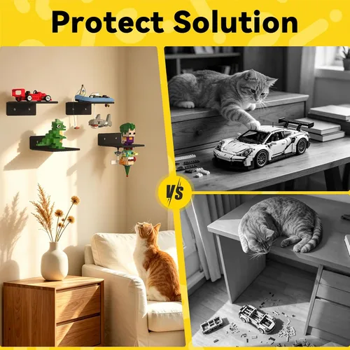 Vista 7 de BlissBox Paquete de 12 estantes flotantes para pared compatibles con Negro