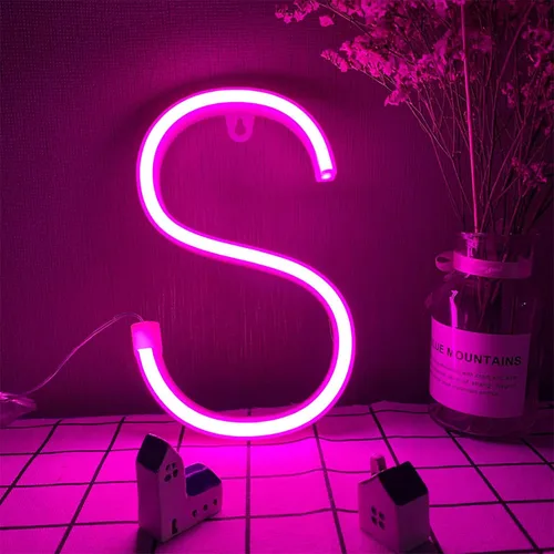 Vista 27 de Letras de neón rosadas, letreros LED que funcionan con pilas, luces LED del alfabeto, letrero de marquesina, letras decorativas de marquesina, luces