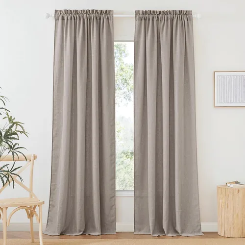 Vista 91 de RYB HOME - Cortinas de lino texturizado semitranslúcidas, privacidad media, filtro de luz, decoración de ventana para dormitorio/baño/sala de estar