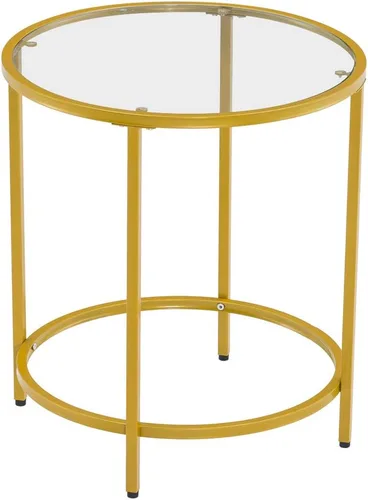Vista 13 de Mesa de centro de cristal de 2 niveles, mesa de centro de vidrio templado, mesa central moderna rectangular mesa de té ovalada de vidrio con estante