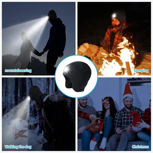Vista 6 de Gorro Bluetooth con auriculares ligeros e inalámbricos, micrófono integrado y altavoces estéreo mejorados con música