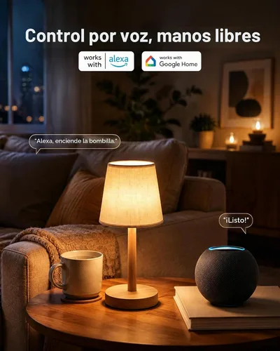 Vista 4 de TJOY Paquete de 4 bombillas inteligentes, Bluetooth WiFi LED funciona