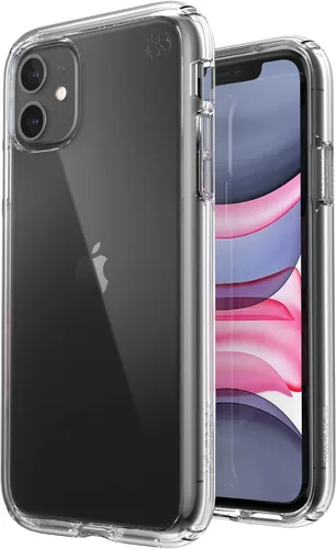 Vista 4 de Speck Funda transparente para iPhone 11, protección contra caídas, antiamarilleo, antidecoloración, delgada, transparente, absorbente de golpes
