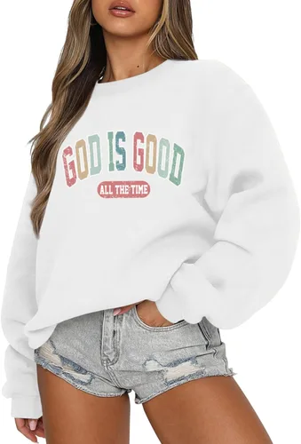 Vista 8 de Dios Es Bueno Sudadera Cristiana Sudaderas para Mujeres de Talla Grande Camisas de Jesús Fe Inspiradoras Versículo de la Biblia Pullover