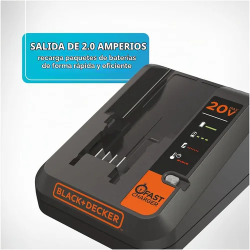 Vista 2 de [Usado] Cargador de litio Black & Decker BDCAC202B de 20 V 2 amperios.