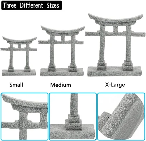 Vista 3 de livelyfish Decoraciones de acuario asiático japonés Shinto Torii puerta pecera decoraciones en miniatura santuario estilo japonés adorno submarino