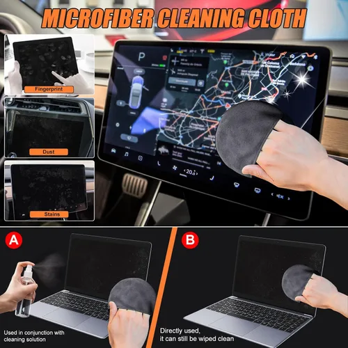 Vista 6 de Toallitas para pantalla táctil de automóvil, limpieza de pantalla de salpicadero, incluye paño de microfibra, herramienta limpiadora de pantalla